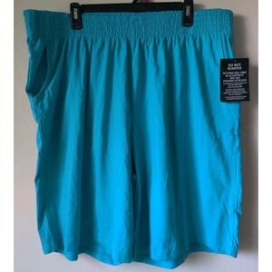 Woman Within Women's Shorts Plus Size 22/24 1X Teal/Blue Elastic Waist Pockets